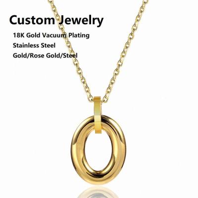 China Jacui TRENDY Custom Jewelry 18K Gold Plated Stainless Steel Necklace Customized Necklace Pendant For Women Men for sale