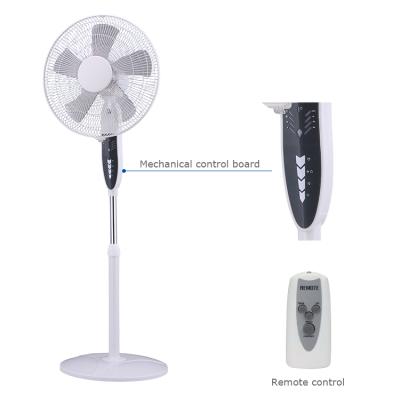 China Custom 3 Blades Wind Speed ​​Hotel Household Motor 5 PP Plastic Electric Floor 16 Inch White Remote Control Timer Rack Fan for sale