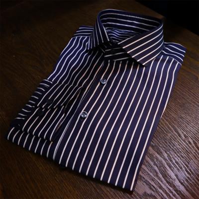 China Anti-Wrinkle MTM Windsor Collar Business Shirts Tailor Custom Formal Shirt For Man Bespoke 100% Cotton Wide Stripe Mens Dress Shirts for sale