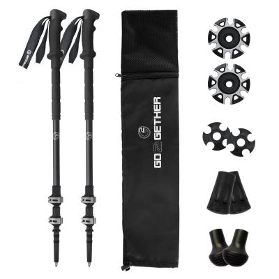 China EVA Lightweight Carbon Fiber Trekking Poles Canes Increasing Stick With Metal Quick Flip Lock for sale