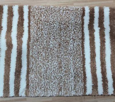 China Sustainable Customized Soft Fluffy Microfiber Absorbent Non-Slip Stripe Bath Mat Carpet For Bathroom Tubs for sale