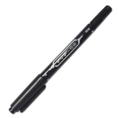 China Writing Plastic Fine Double Tip Oil Based Waterproof Marker Pen Black Thin Double Ended Permanent Marker for sale