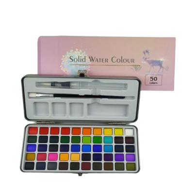 China DIY Painting 50 Bright Colors Half Pan Pigment Watercolor Paint Set for Art Painting Beginners for sale