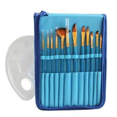 China 13 Piece Set Acrylic Watercolor Painting Oil Hair Brush Palette Nylon Custom DIY Art Acrylic Set Brush Set for sale