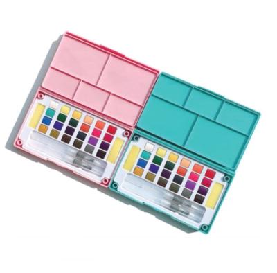 China DIY Painting 24 Pack Solid Watercolor Paint Cakes Set with Water Brush Pen Sponge for Art Painting Beginners for sale