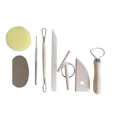 China Clay Sculpture 8 Pieces Wooden DIY Clay Carving Tools Making Pottery Clay Plastic Knife Polymer Clay Tools for sale