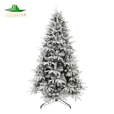 China 7ft PVC/PE Pre-Lit Pe PVC Mixed Snow Assembled Christmas Tree Decoration for sale