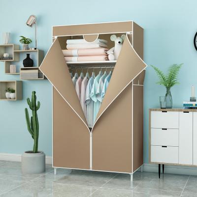 China Stored Fabric Wardrobe Closet Clothes Storage Cabinet Waterproof Nonwoven Wardrobe With Side Pockets Bedroom Furniture for sale