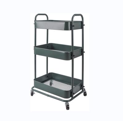 China Easy Assemble Kitchen Trolley Salon Hairdresser Storage Cart Rack Storage Organizer With Rolling Wheels 3tiers for sale