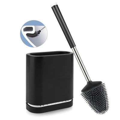 China Sustainable Bathroom Silicone Cleaner WC Toilet Bowl Brush With Stainless Steel Handle for sale