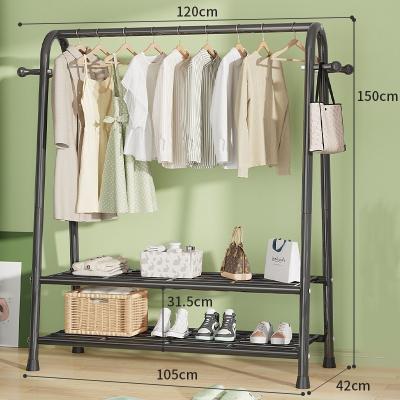 China Mordern Top Rod Hanger Heavy Duty Clothes Rack With Shelves for sale