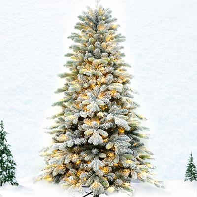 China Classic Hinged White Snow Flocking Christmas Tree For Christmas Decoration for sale