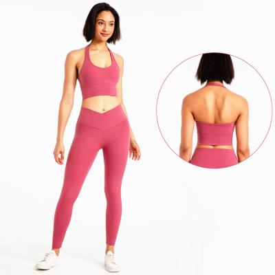 China Breathable Bare-Feeling Athlete Workout Bra 2 Pieces Gym Sports Pants Fitness Women Yoga Sets for sale