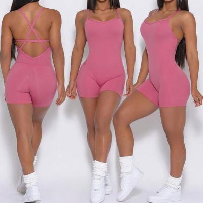 China Backless One Piece Yoga Workout Overalls Women Breathable Soft Breathable Sleeveless Compression Overalls for sale