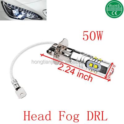 China Head fog drl 50W 7000K white H3 LED spotlight bulb for car auto head fog DRL daytime running light for sale