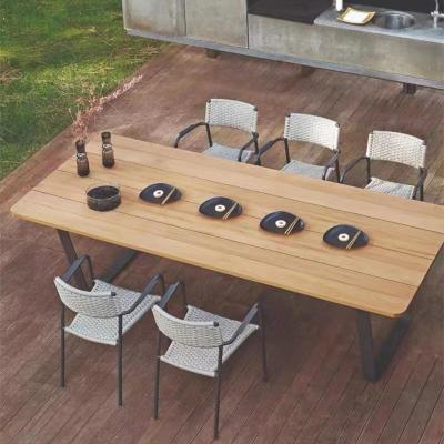 China Handmade Modern Natural Wood/Comfortable Teak Wood Outdoor Hotel Restaurant Garden Dining Table Table Set for sale