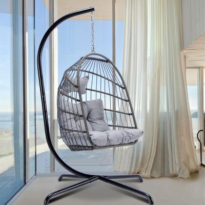 China Hot-selling modern patio egg rattan patio chair balcony garden hanging outdoor swing chair for sale