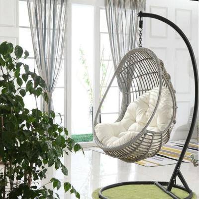 China Modern High Quality Patio Balcony Hanging Chair With Egg Round Rattan Garden Frame Outdoor Swing Chair for sale