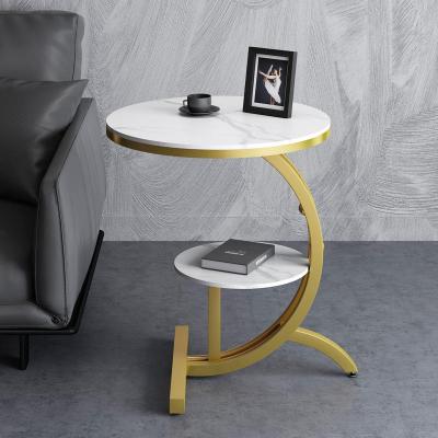 China (Other) single adjustable living room metal table side table round marble coffee table for sale