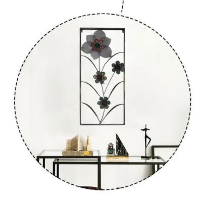 China Art Deco Home Wall Decor Flower Art Living Room Iron Wall Decoration for sale