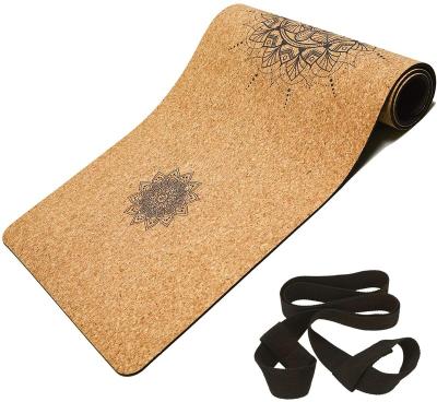 China Natural Fitness Perfect Exercise Mat Premium 4MM Cork Eco-Friendly Rubber Non Slip Yoga Mat for Yoga Pilates for sale