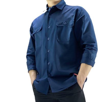 China Anti-pilling Autumn Men's Multi Pocket Retro Workwear Long Sleeve Casual Shirt Lapel Men's Shirt for sale