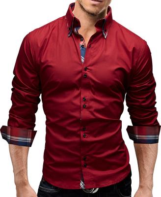 China 2021 New Fashion Neicun Spring Color Grid Men's Casual Double Neck Long Sleeve Shirt for sale