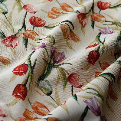 China Breathable Flower Design Vintage KEER Style Polyester Cotton Sofa Bag Fabric Painting Women Dress Upholstery Jacquard Fabric for sale