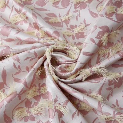 China JBS4867N 2020 latest design 100% poly tassel flowers for dresses jacquard fabric for sale