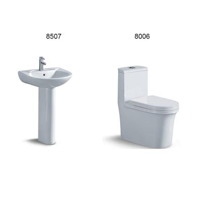 China Traditional Wholesale Sanitary Ware Ceramic White Color For Toilets And Basins 8006+8507 for sale