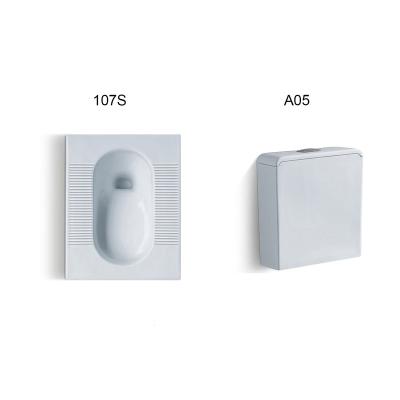 China Without Gas Spring China Flush Double Squat Toilet Potty Set 107S+A05 for sale