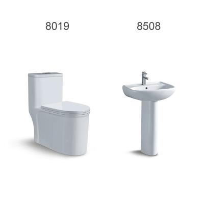 China Minimalist Asian Style WC Toilet Suites Combination Toilet Bwol With Face Basin 8019+8508 for sale