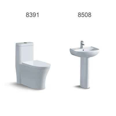 China EUROPEAN Floor Standing Toilet Add New-wall Pillar Wash Basin For Home Hotel Bathroom 8391+8508 for sale