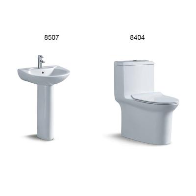 China Bathroom Products Minimalist Laundry Sinks Low Oval Toilet White Combination 8404+8507 for sale