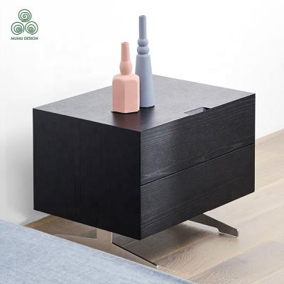 China Durable MUMU Modern Feature Light Oka Cupboard Solid Pine Wood Nightstand With Drawers Bed Bedside Table for sale