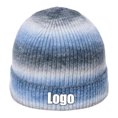 China breathable & Custom Embroidery Winter Waterproof Fashion Empty Hats Logo Luxury Knit Tie Dye Beanie Caps For Men for sale