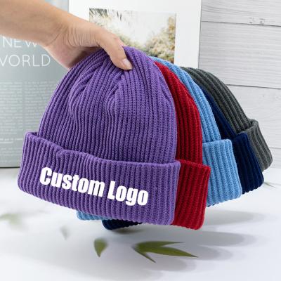 China breathable & Waterproof Custom Beanie Embroidery Streetwear Blank Beanie Hat Knit Winter Hats For Women Men for sale