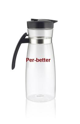 China transparent plastic water pitcher jug with stainless steel circle for sale