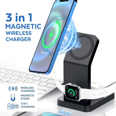 China 15W Magnetic Mobile Phone Charger 3 in 1 Wireless Charging Dock for iPhone, iWatch and Airpods for sale