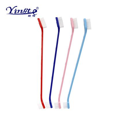 China Nylon Bristle Toothbrush Double Head Dog Paw Print Pet Toothbrush Dog Oral Cleaning Dog Oral Toothbrush for sale