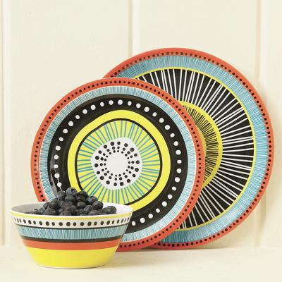 China Wholesale Unique Painted Stocked Indian Style Design Durable Unbreakable Plastic 3pcs Dinner Set Custom Made For Home for sale