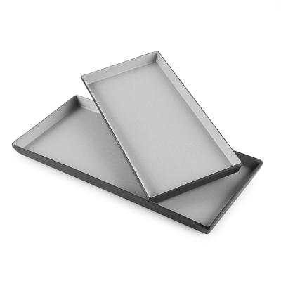 China Wholesale China Supply Melamine Gray Square Rectangle Dish Stocked Dinner Serving Plates For Custom for sale