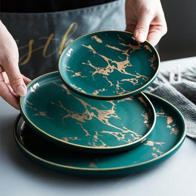 China Stocked Serving Dishes And Plates Of Nordic Style Green Melamine Matte Multicolor Round Dining Dinner Plate for sale