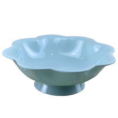 China Wholesale Cheap Design Plastic Melamine Wavy Edge Dish Sushi Food Grade Restaurant Stocked Blue Fruit Tray for sale