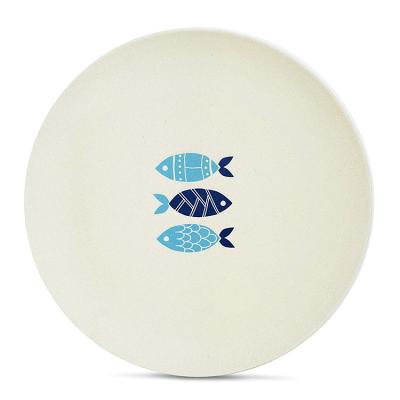 China Japanese style decal simple high quality round melamine steak stocked thick dessert dish for sale