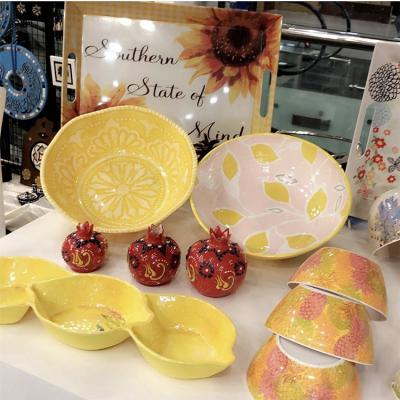 China New Arrival Custom Stocked Printing Yellow Round High Quality Large Capacity Melamine Soup Food Serving Bowl for sale