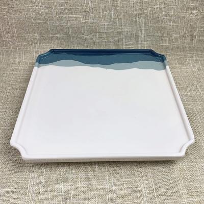 China Cheap Wholesale Bulk Stocked Restaurant Food Dishes Place 9 11 Large 13 Inch Non-Slip Melamine Dinner Serving Tray for sale