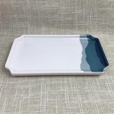 China High Quality Melamine Plastic Durable Non-slip Rectangular Food Dish 8 Inch Dinner Hotel Stocked Serving Trays For Sale for sale