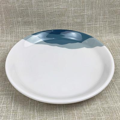 China Chaozhou Supply Round Cheap Plastic Cake Dish Glazed 7.8 Inch Melamine Dessert Serving Dishes Durable Thick Stocked for sale