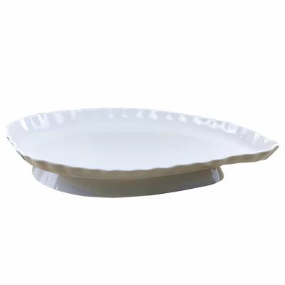 China Wholesale Shaped Cheap Corrugated Edge Sheet Wedding Hotel Restaurant Sushi Dessert Stocked White Non-slip Plastic Tray for sale